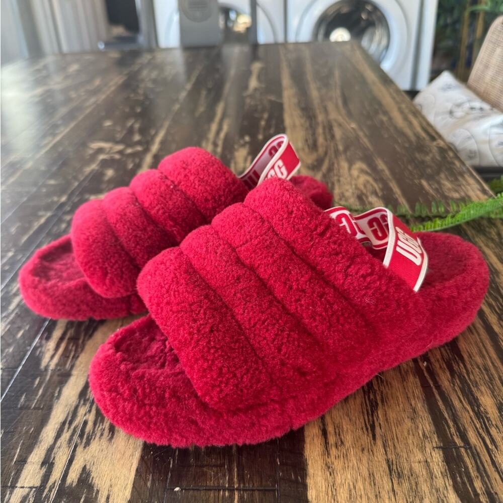 UGG - Red Fluff Yeah Slippers – Women’s Size 9 (Runs Big)